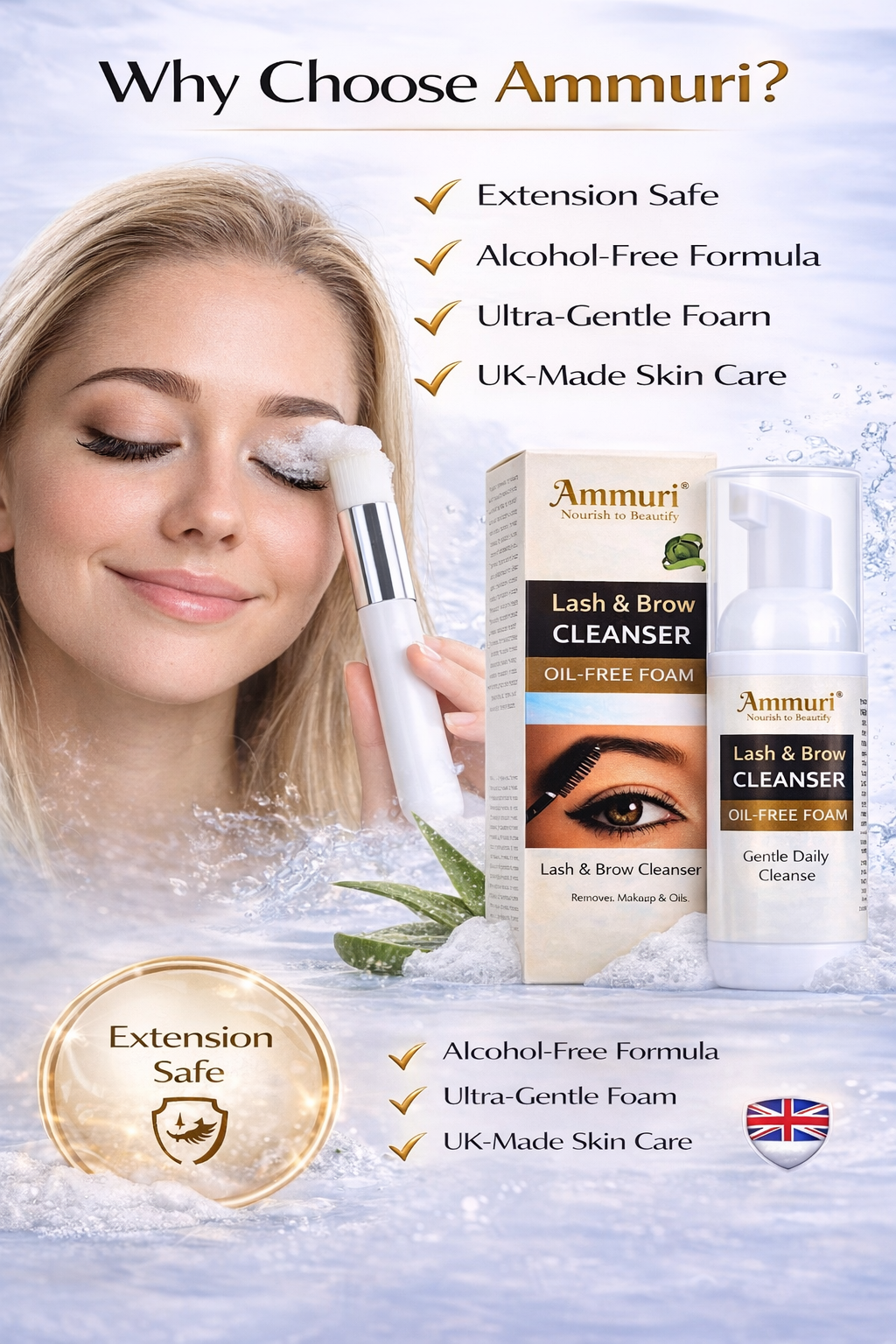 Eyelash Extension Shampoo & Lash Brow Cleansing Kit | Ammuri-4