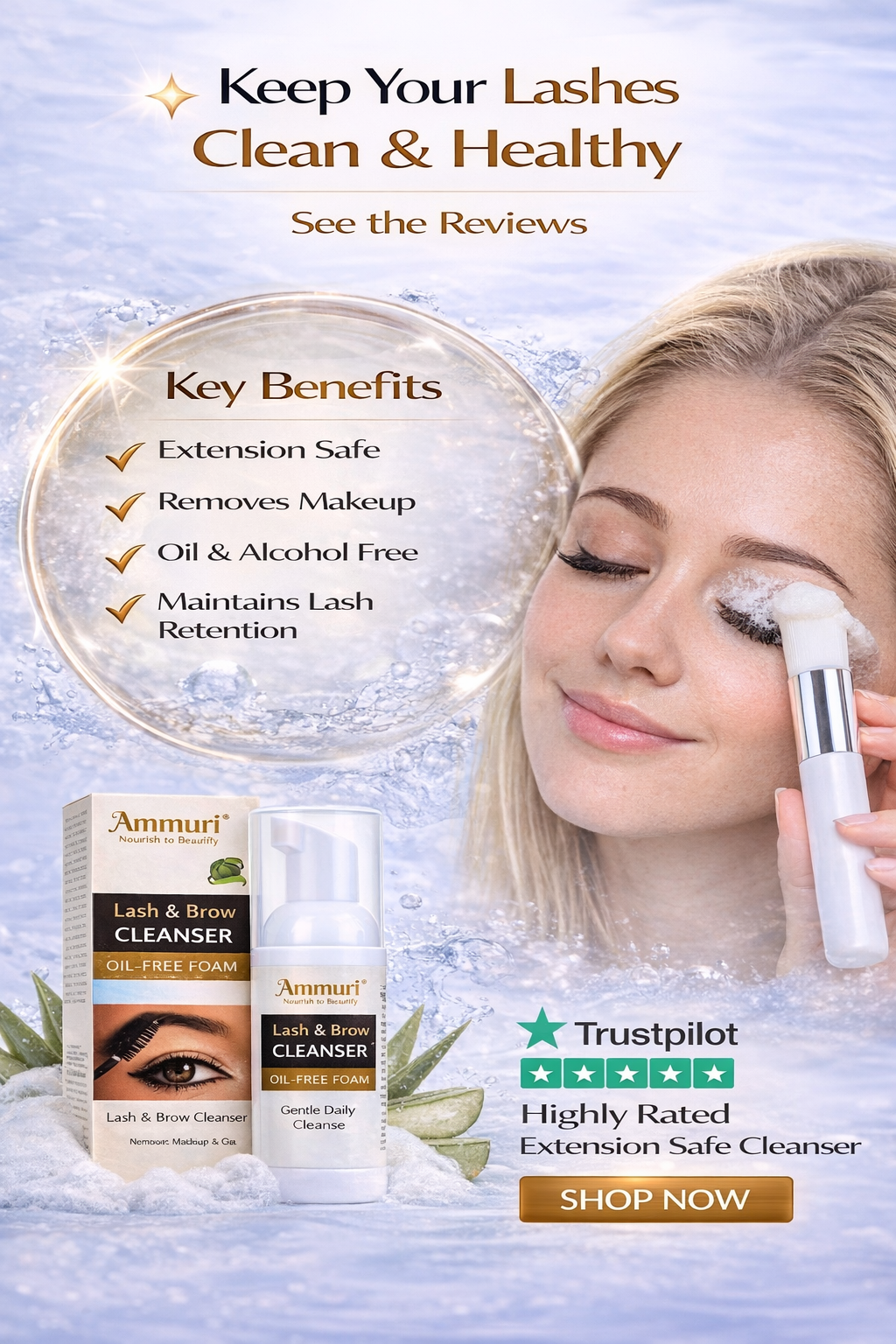 Eyelash Extension Shampoo & Lash Brow Cleansing Kit | Ammuri-1