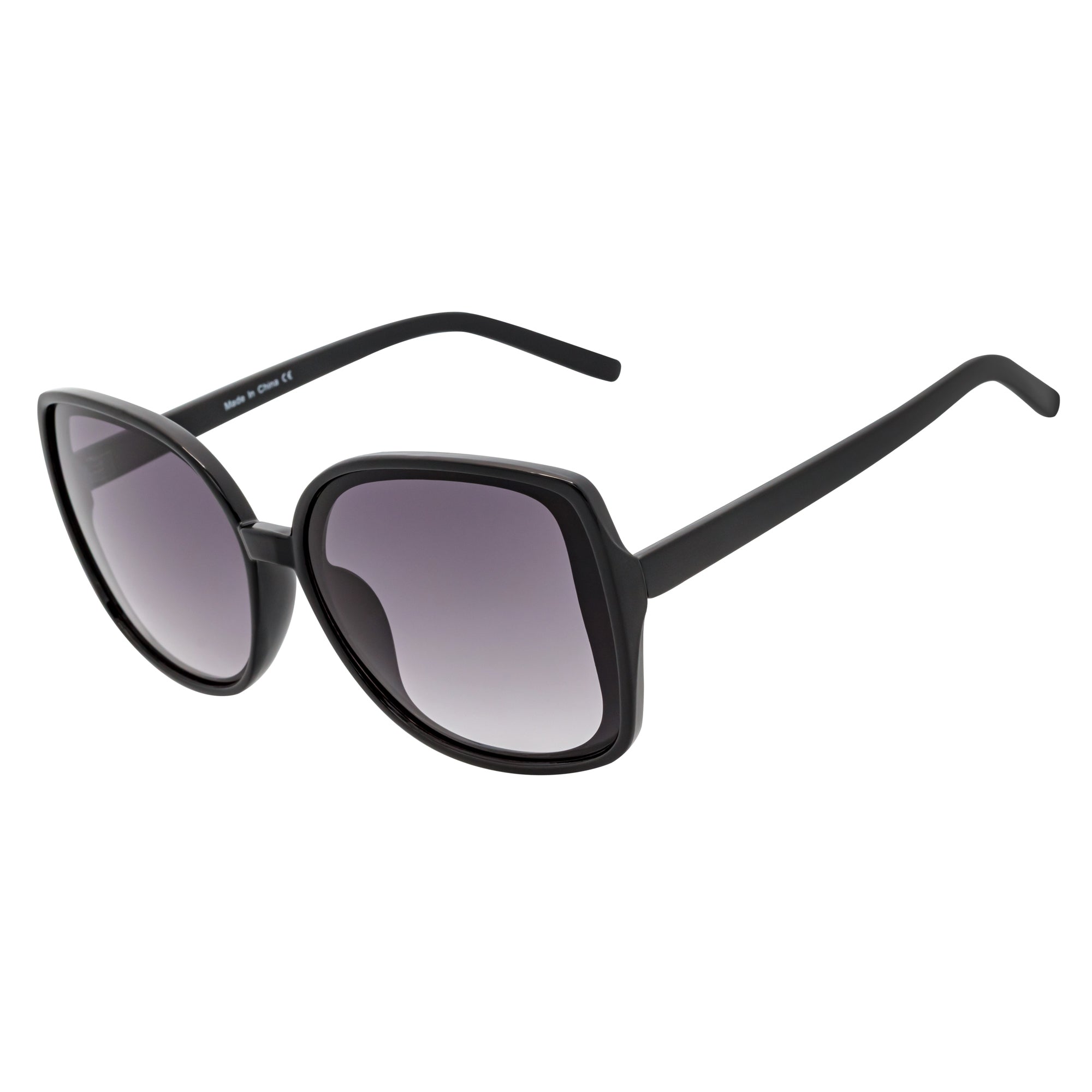 JUSTINE - Modern Square Frame Oversize Black Sunglasses Lavender Lens-1