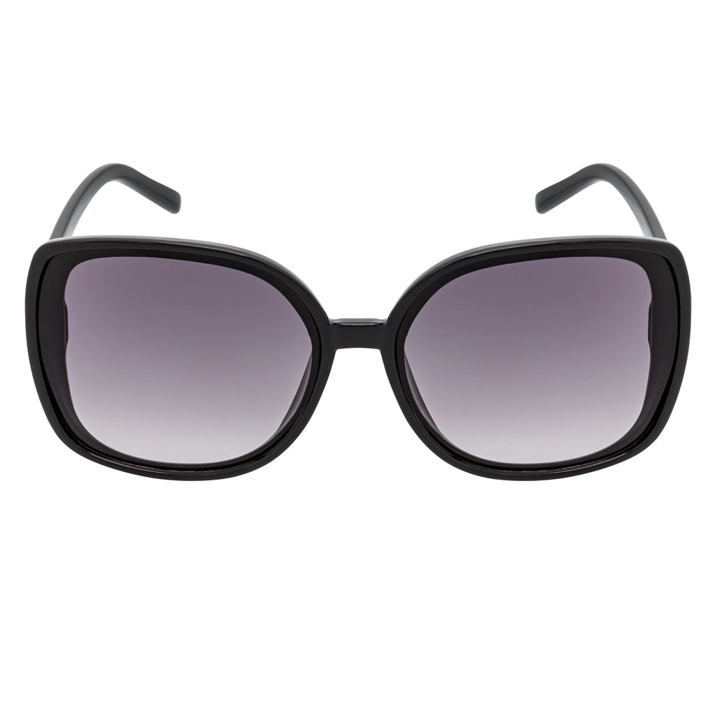 JUSTINE - Modern Square Frame Oversize Black Sunglasses Lavender Lens-2
