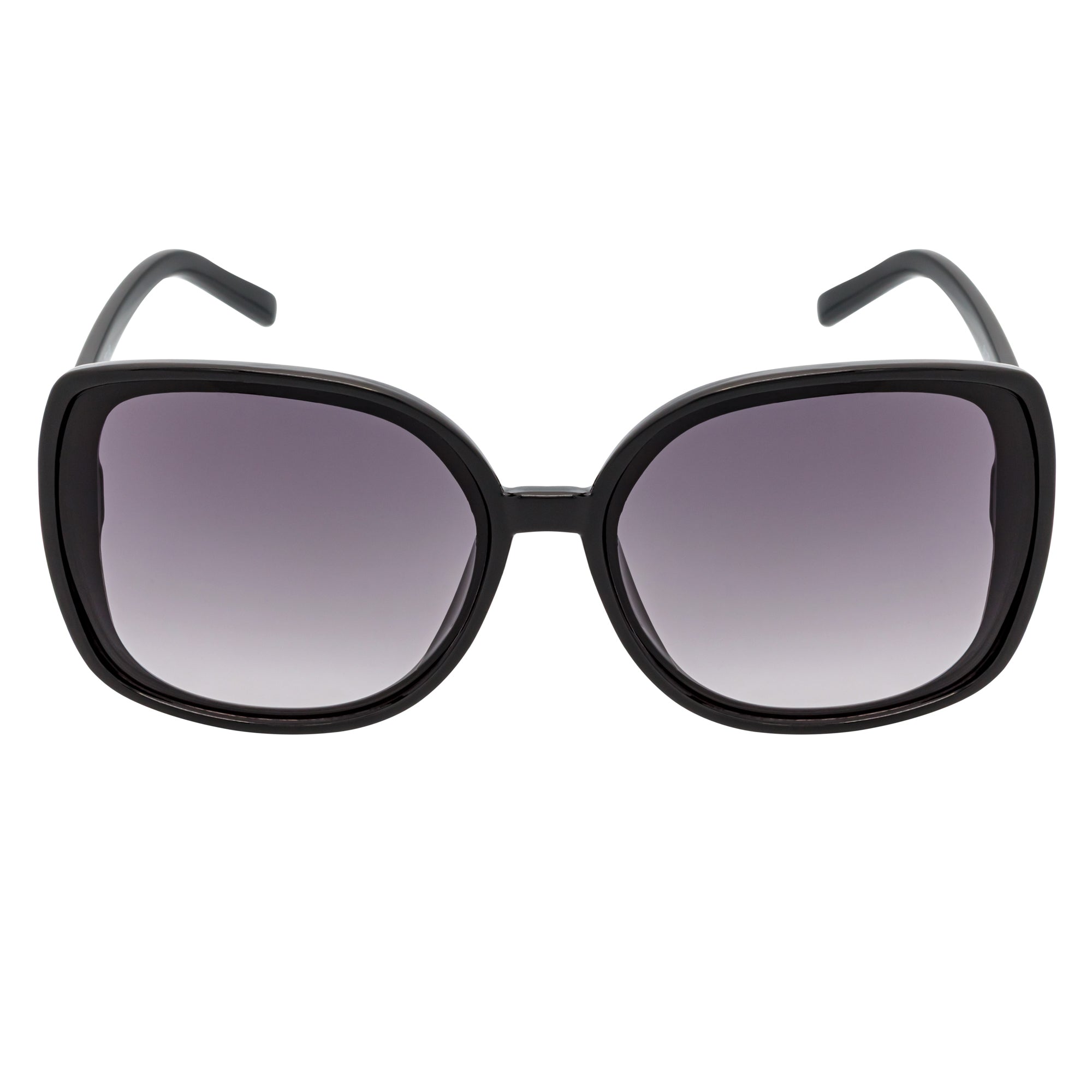 JUSTINE - Modern Square Frame Oversize Black Sunglasses Lavender Lens-2