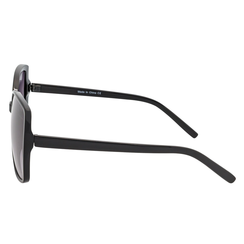 JUSTINE - Modern Square Frame Oversize Black Sunglasses Lavender Lens-3