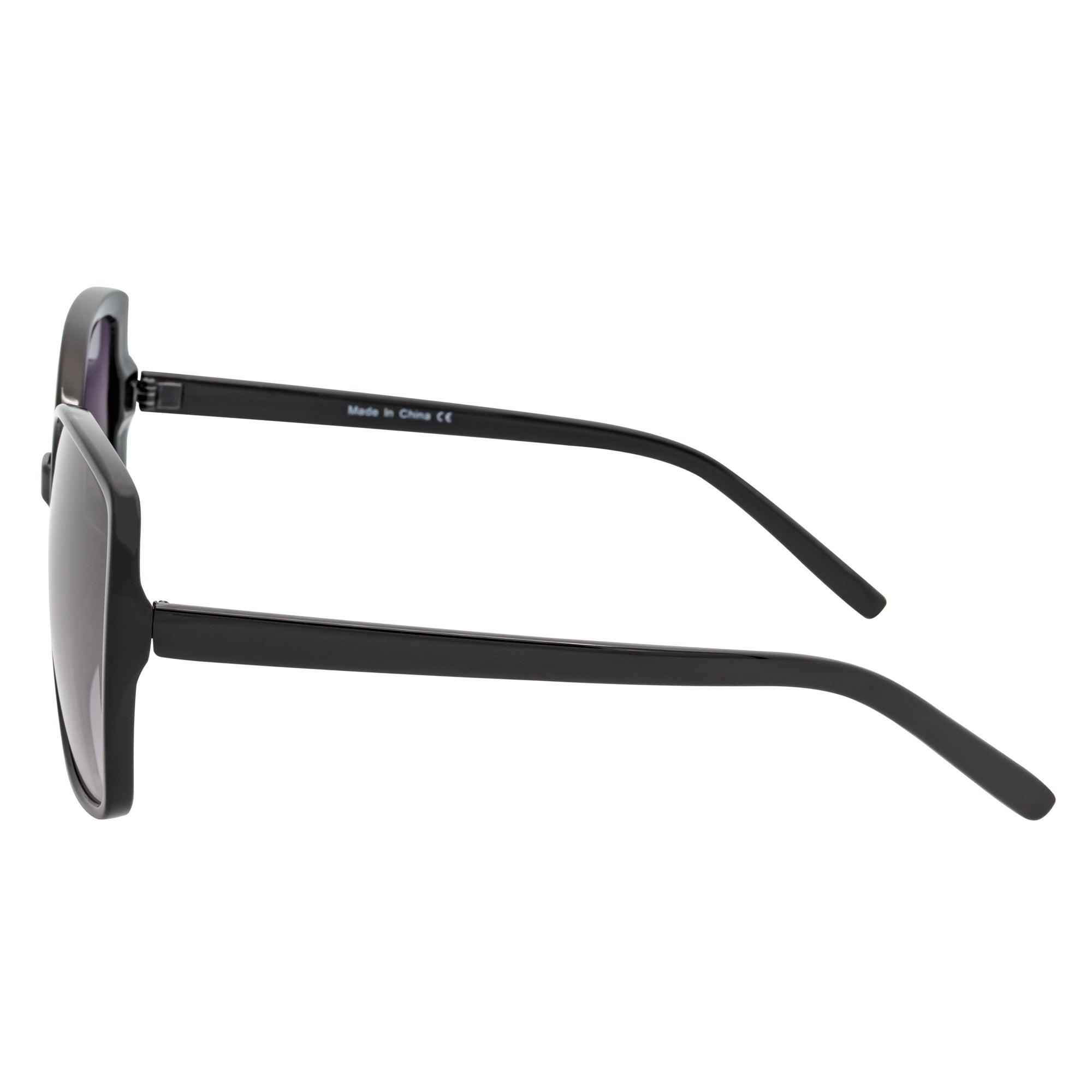 JUSTINE - Modern Square Frame Oversize Black Sunglasses Lavender Lens-3