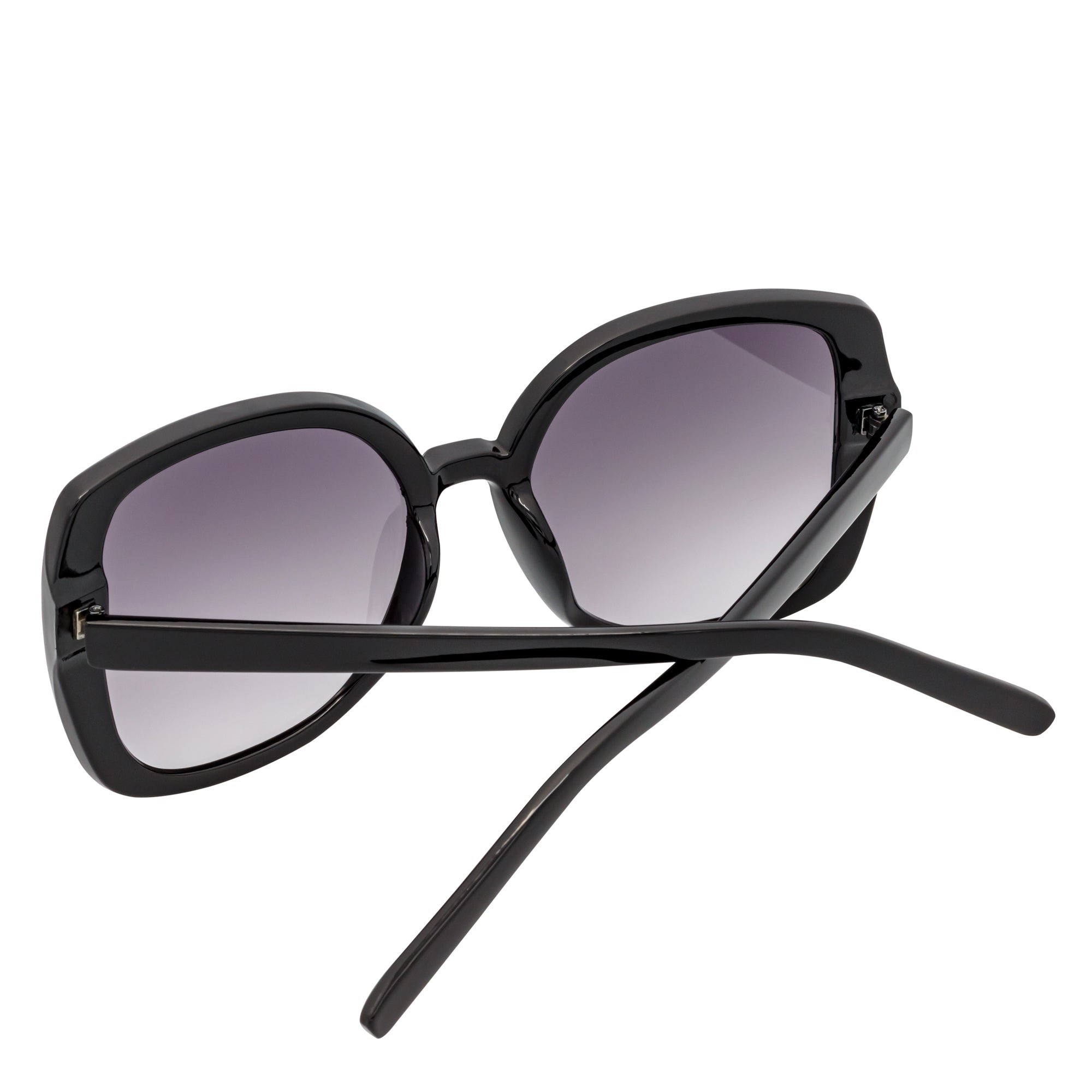 JUSTINE - Modern Square Frame Oversize Black Sunglasses Lavender Lens-4