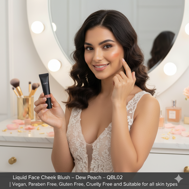 Liquid Face Cheek Blush - Dew Peach - QBL02 | Vegan